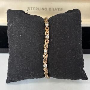 Vtg Vermeil sterling & clear tourmaline tennis bracelet